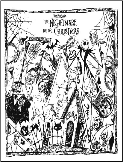 Nightmare before Christmas Jack and Sally coloring pages part 1